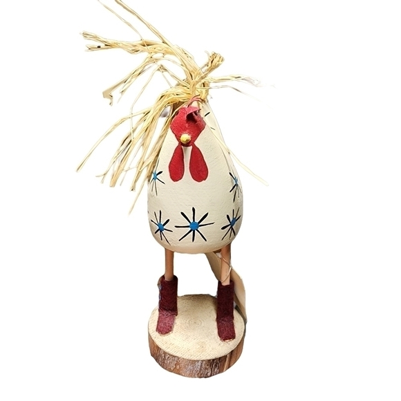 Navajo Indian hand carved painted Folk Art Signed Rooster wearing boots - Picture 2 of 11